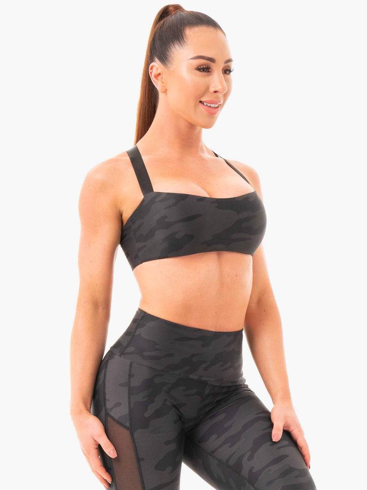 Women's Ryderwear Women Sports Bra Camo Sports Bra Black Camo | NZ2445AP