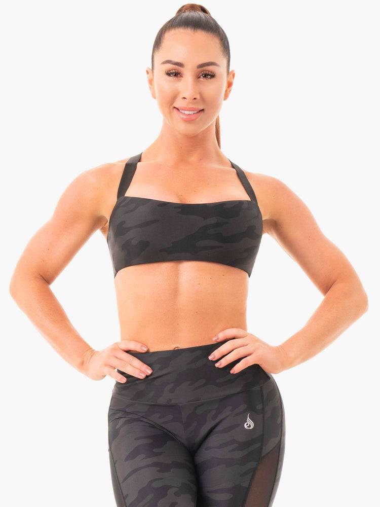 Women\'s Ryderwear Women Sports Bra Camo Sports Bra Black Camo | NZ2445AP