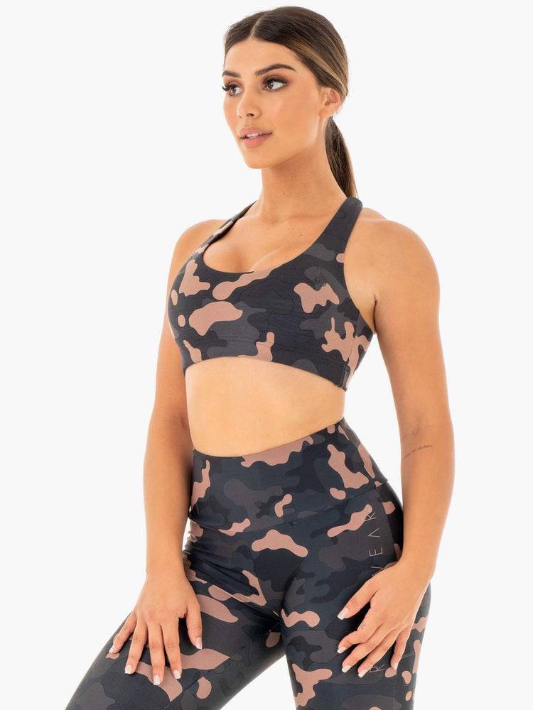 Women's Ryderwear Women Sports Bra Camo Sports Bra Rose Camo | NZ2547DN