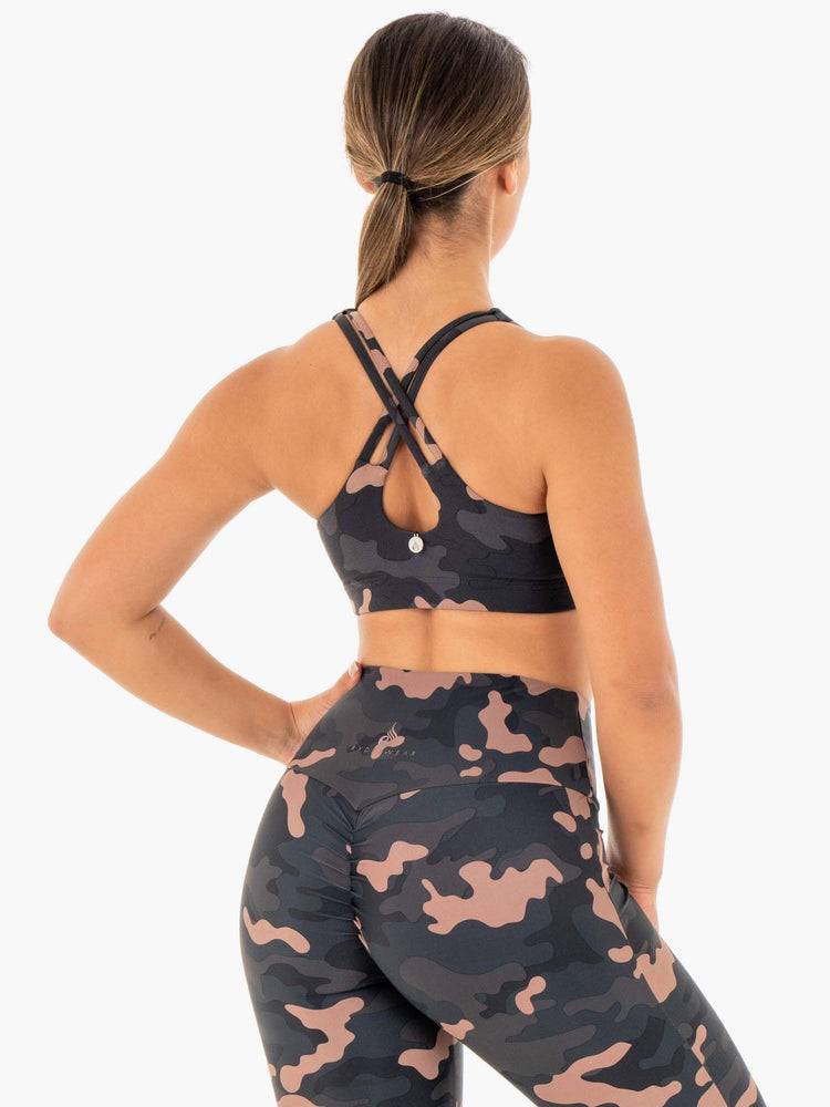 Women's Ryderwear Women Sports Bra Camo Sports Bra Rose Camo | NZ2547DN