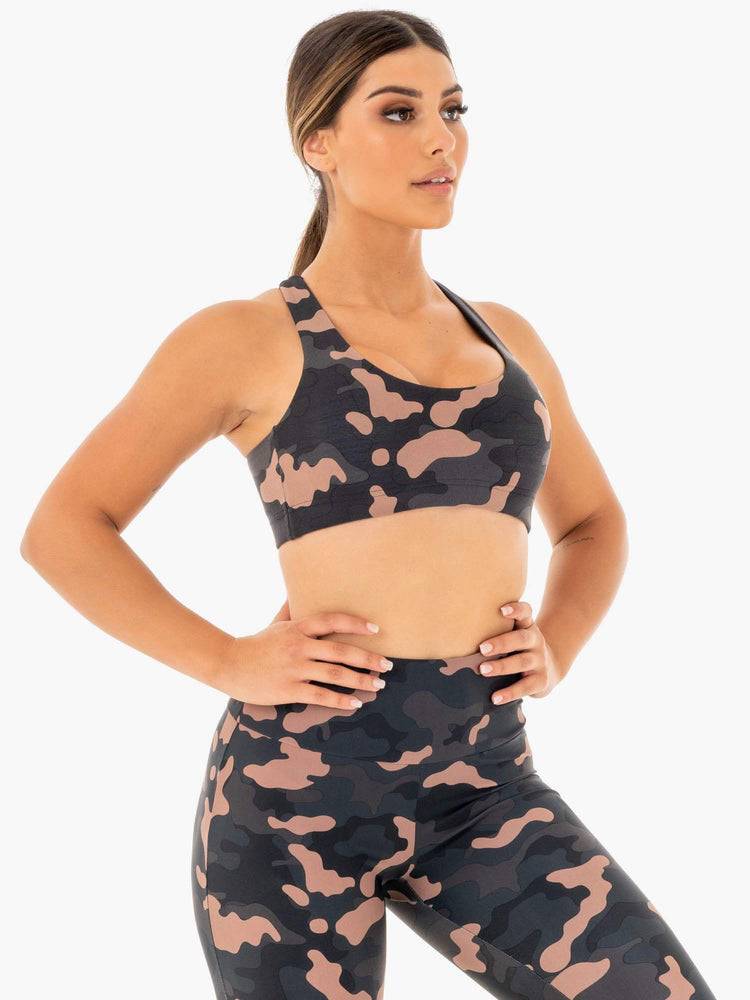 Women's Ryderwear Women Sports Bra Camo Sports Bra Rose Camo | NZ2547DN