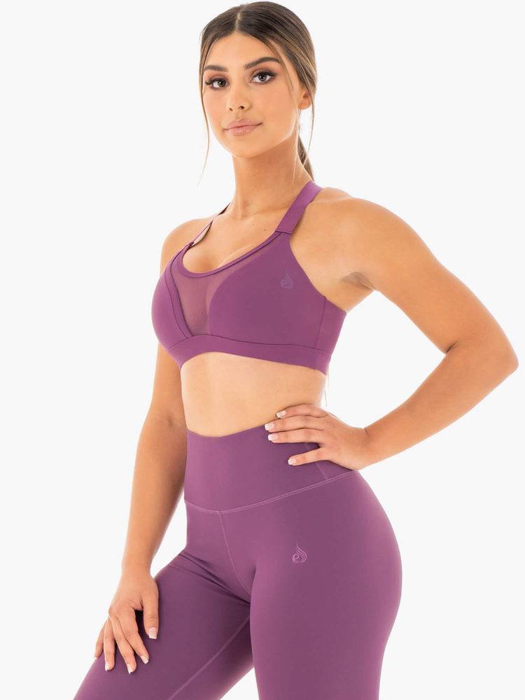 Women's Ryderwear Women Sports Bra Collide Mesh Contour Sports Bra Purple | NZ2314SO