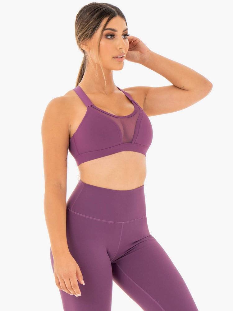 Women's Ryderwear Women Sports Bra Collide Mesh Contour Sports Bra Purple | NZ2314SO