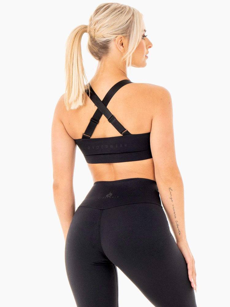 Women's Ryderwear Women Sports Bra Collide Mesh Contour Sports Bra Black | NZ2415GL