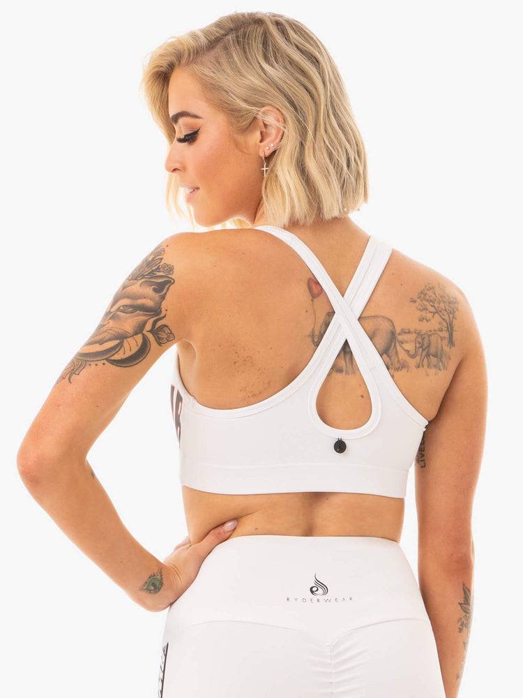 Women's Ryderwear Women Sports Bra Courtside Sports Bra White | NZ2395OR