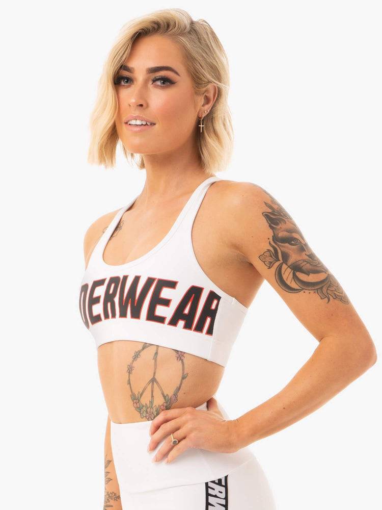 Women's Ryderwear Women Sports Bra Courtside Sports Bra White | NZ2395OR