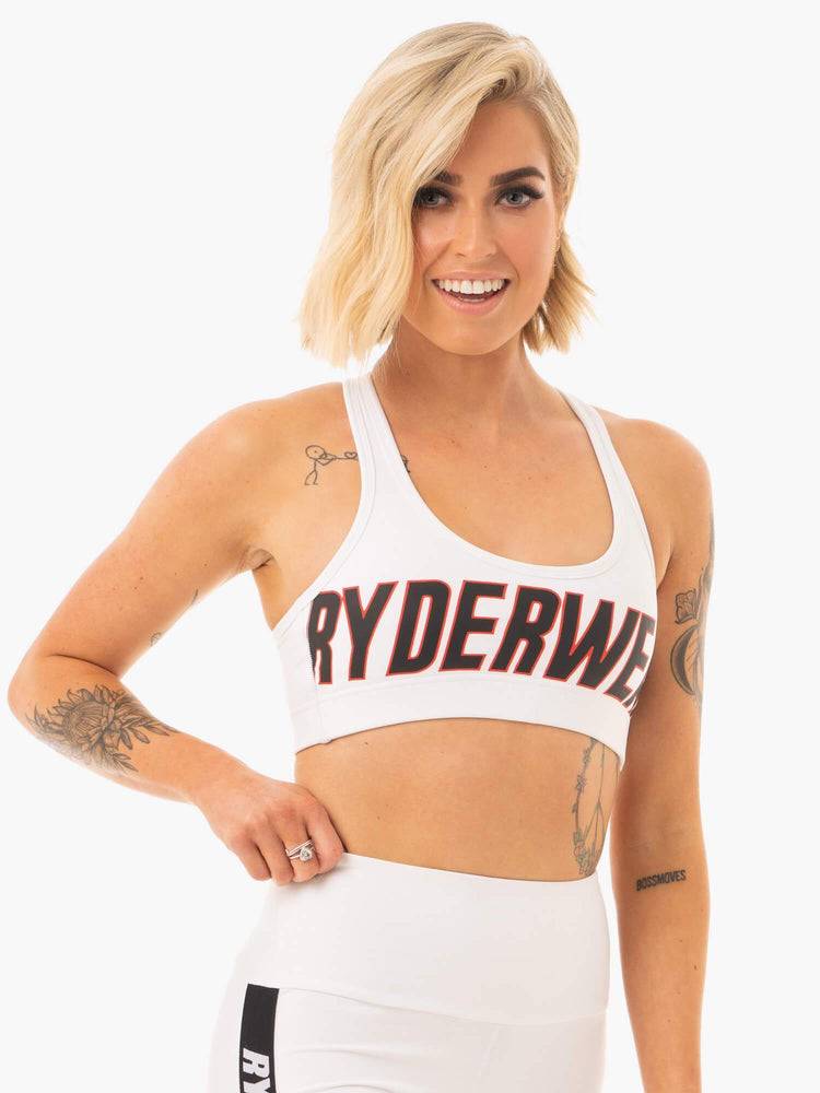 Women's Ryderwear Women Sports Bra Courtside Sports Bra White | NZ2395OR