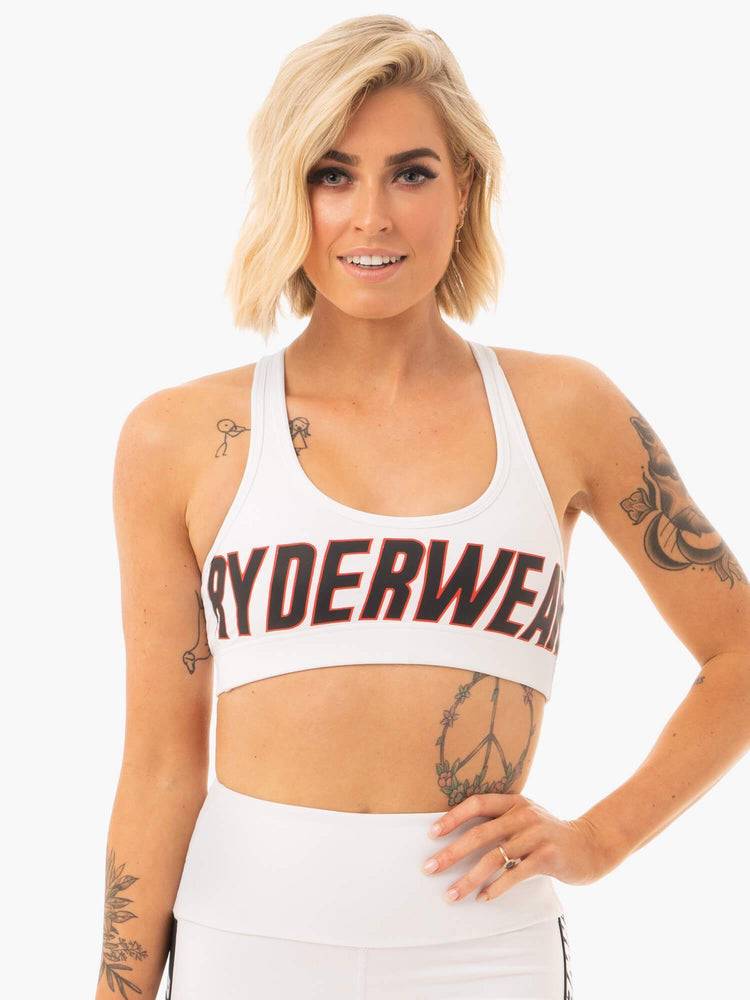 Women\'s Ryderwear Women Sports Bra Courtside Sports Bra White | NZ2395OR