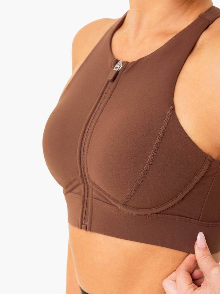 Women's Ryderwear Women Sports Bra Critical High Impact Sports Bra Chocolate | NZ2241IS