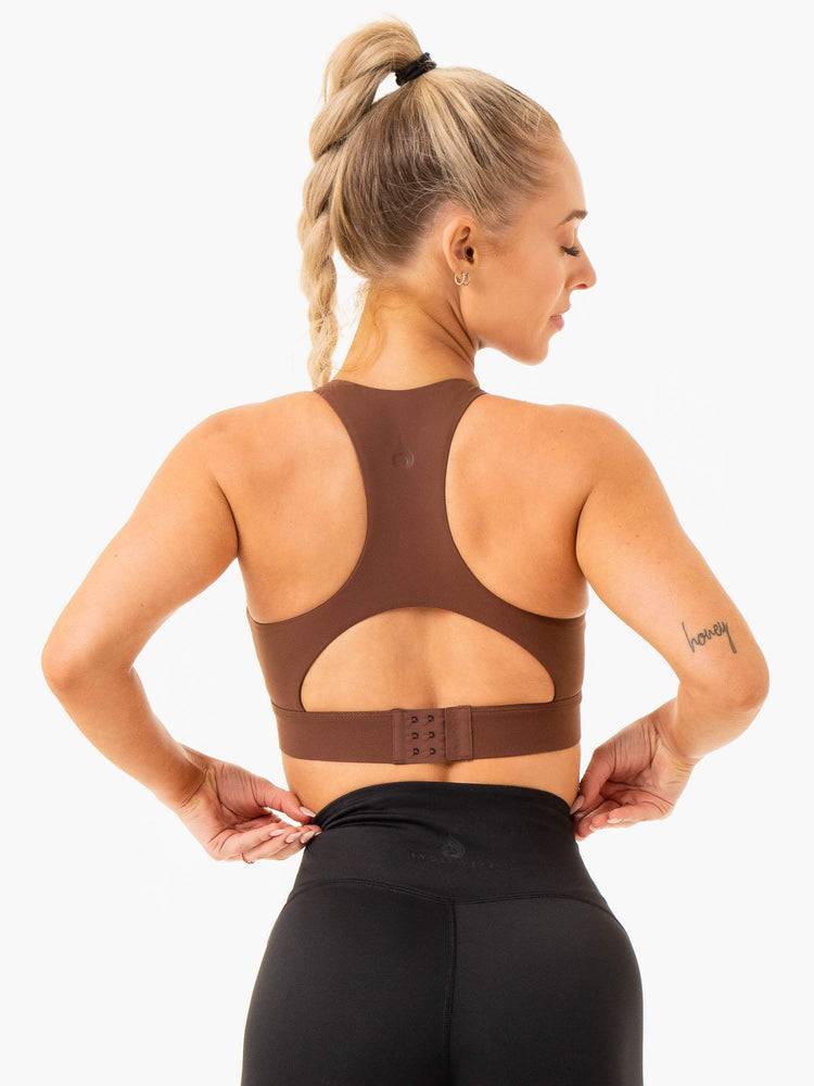 Women's Ryderwear Women Sports Bra Critical High Impact Sports Bra Chocolate | NZ2241IS