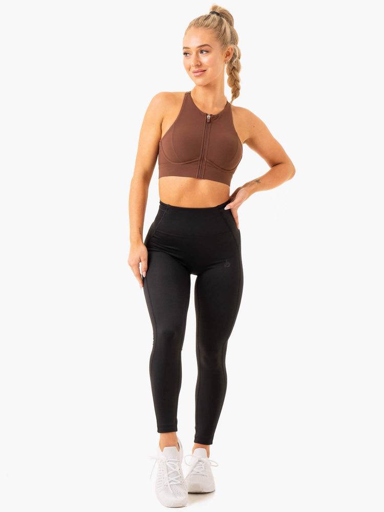 Women's Ryderwear Women Sports Bra Critical High Impact Sports Bra Chocolate | NZ2241IS