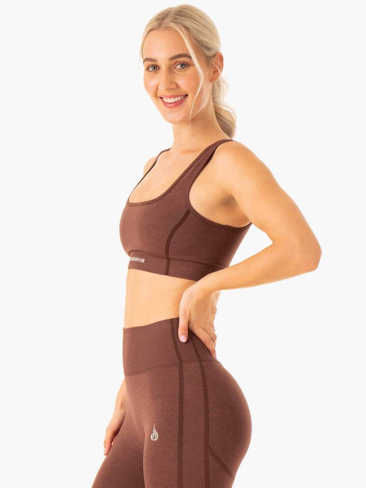 Women's Ryderwear Women Sports Bra Enhance Seamless Sports Bra Chocolate | NZ2408CE