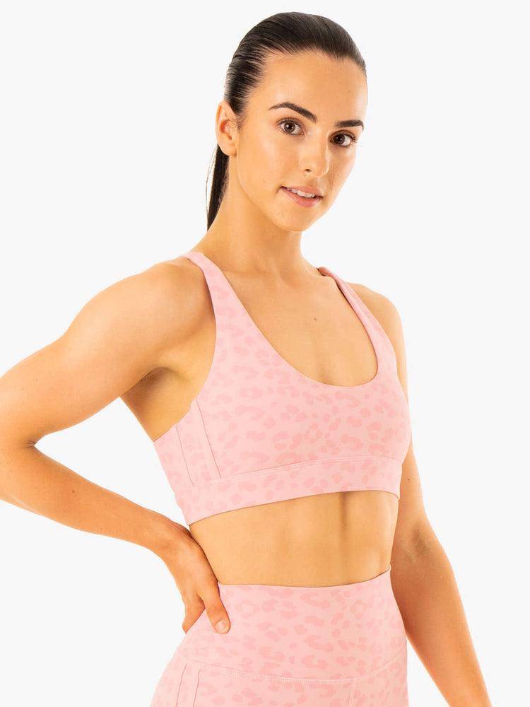 Women's Ryderwear Women Sports Bra Evolution Sports Bra Pink Leopard | NZ2407VD