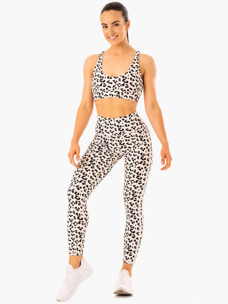 Women's Ryderwear Women Sports Bra Evolution Sports Bra Ivory Leopard | NZ2444SO