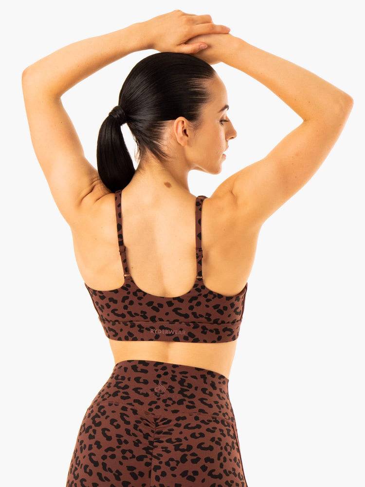 Women's Ryderwear Women Sports Bra Evolution Sports Bra Chocolate Leopard | NZ2465JJ