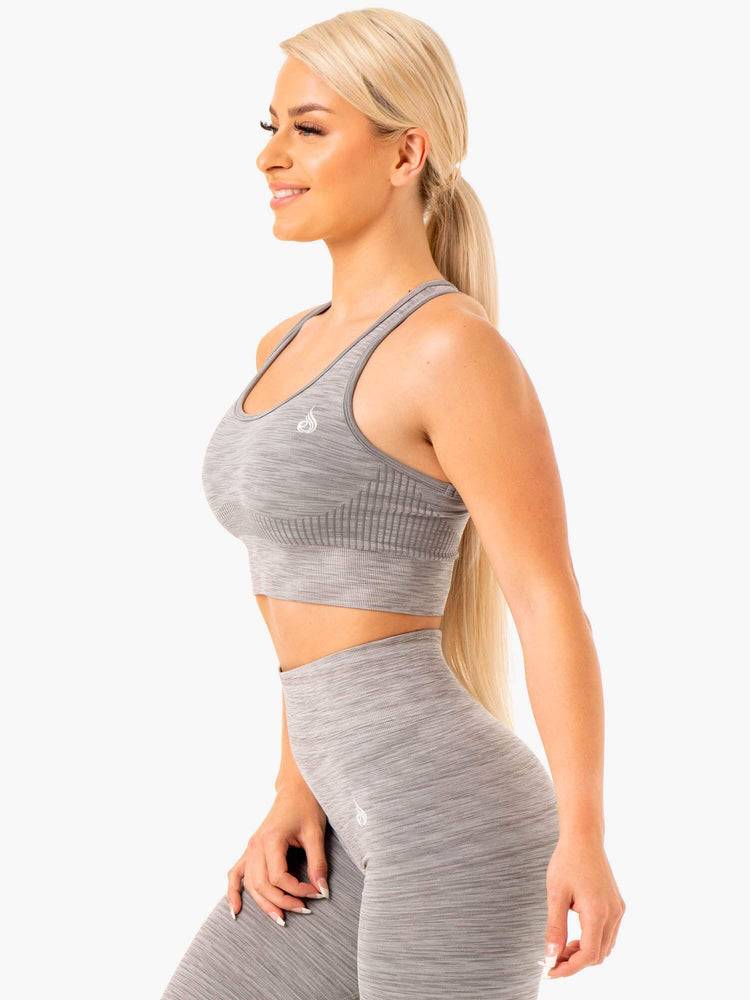 Women's Ryderwear Women Sports Bra Evolve Seamless Longline Sports Bra Grey | NZ2335JJ