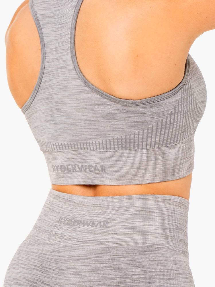 Women's Ryderwear Women Sports Bra Evolve Seamless Longline Sports Bra Grey | NZ2335JJ