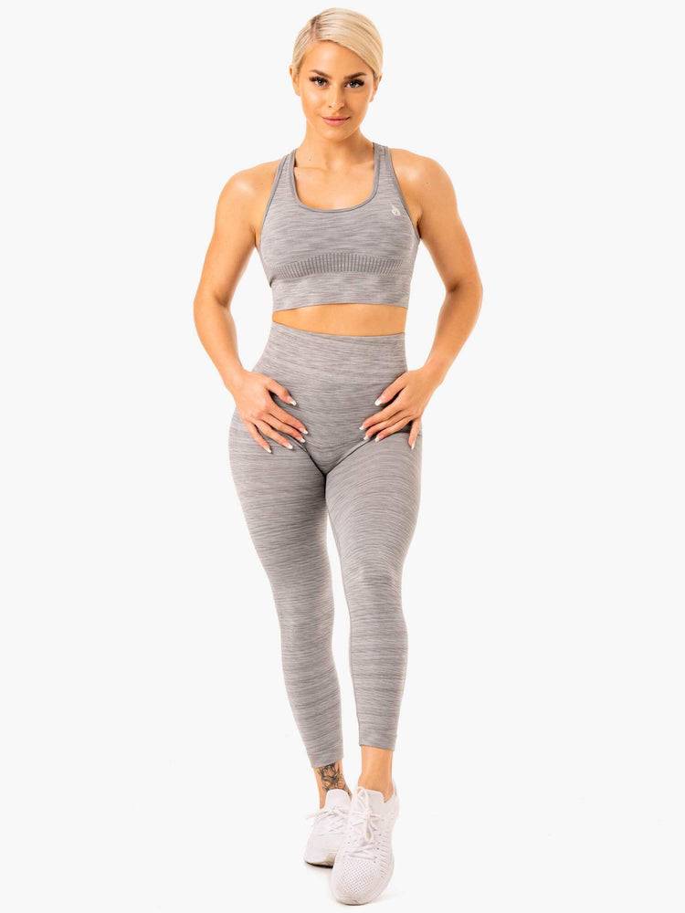 Women's Ryderwear Women Sports Bra Evolve Seamless Longline Sports Bra Grey | NZ2335JJ