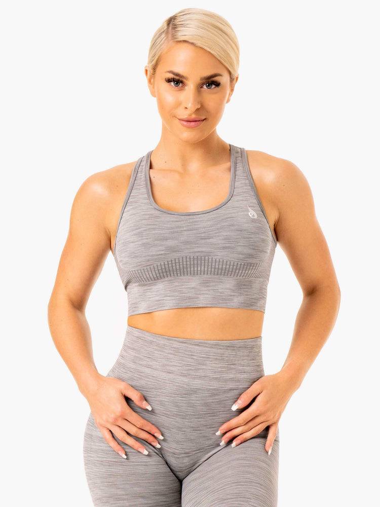 Women\'s Ryderwear Women Sports Bra Evolve Seamless Longline Sports Bra Grey | NZ2335JJ