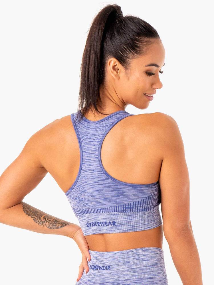 Women's Ryderwear Women Sports Bra Evolve Seamless Longline Sports Bra Blue | NZ2367AP