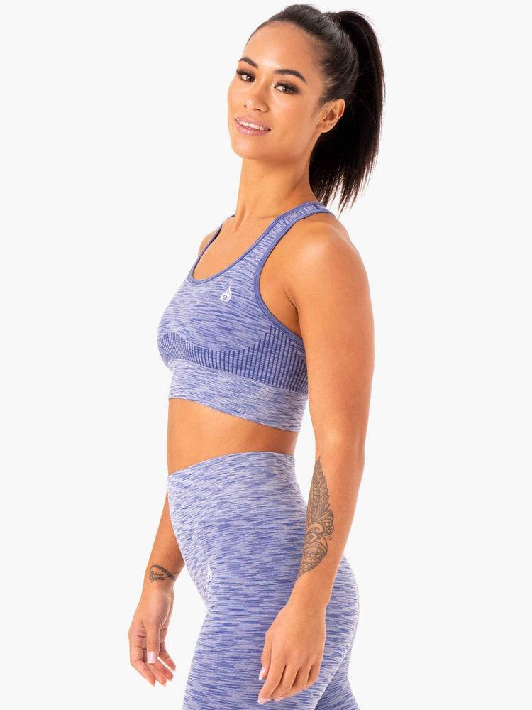 Women's Ryderwear Women Sports Bra Evolve Seamless Longline Sports Bra Blue | NZ2367AP