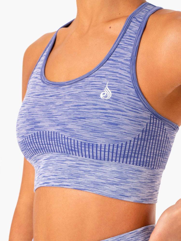 Women's Ryderwear Women Sports Bra Evolve Seamless Longline Sports Bra Blue | NZ2367AP