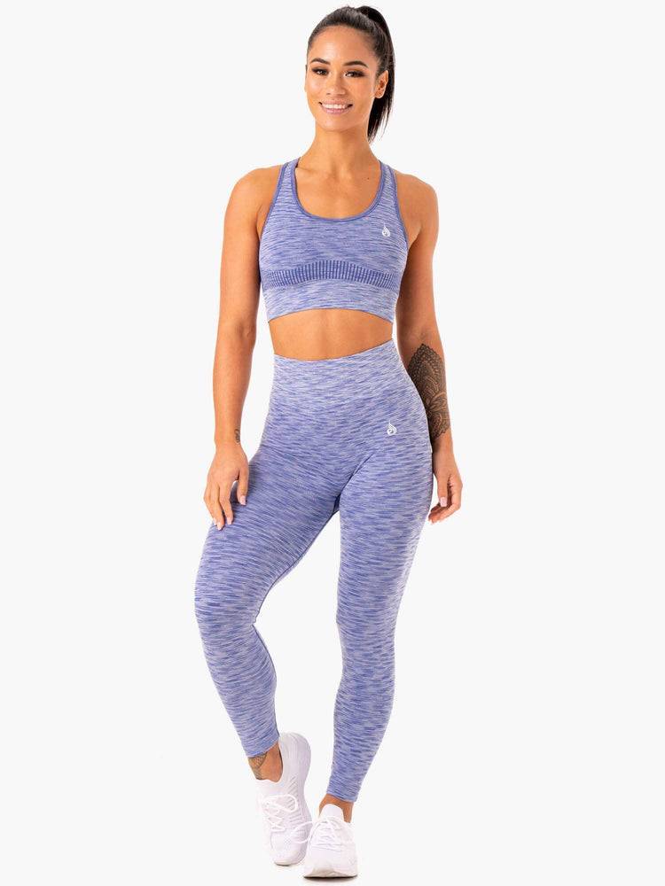 Women's Ryderwear Women Sports Bra Evolve Seamless Longline Sports Bra Blue | NZ2367AP