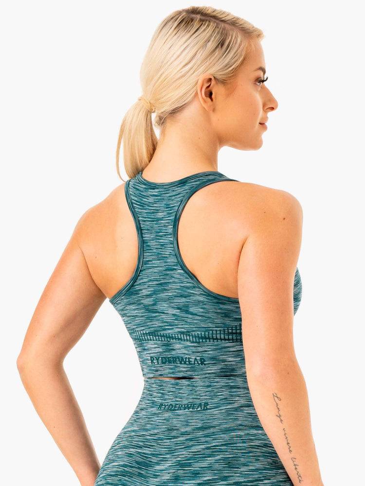 Women's Ryderwear Women Sports Bra Evolve Seamless Longline Sports Bra Teal | NZ2377QZ