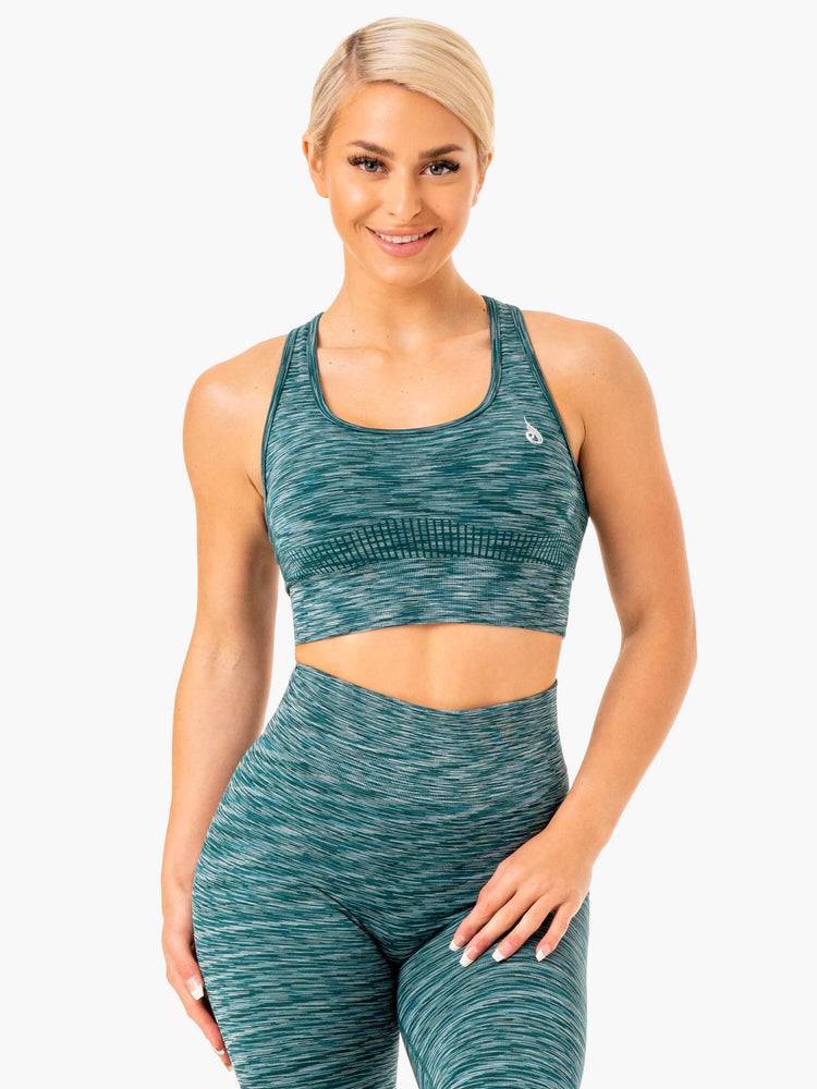 Women\'s Ryderwear Women Sports Bra Evolve Seamless Longline Sports Bra Teal | NZ2377QZ