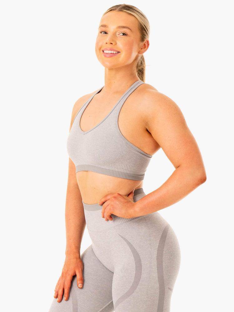 Women's Ryderwear Women Sports Bra Excel Seamless Sports Bra Grey Marl | NZ2243PQ