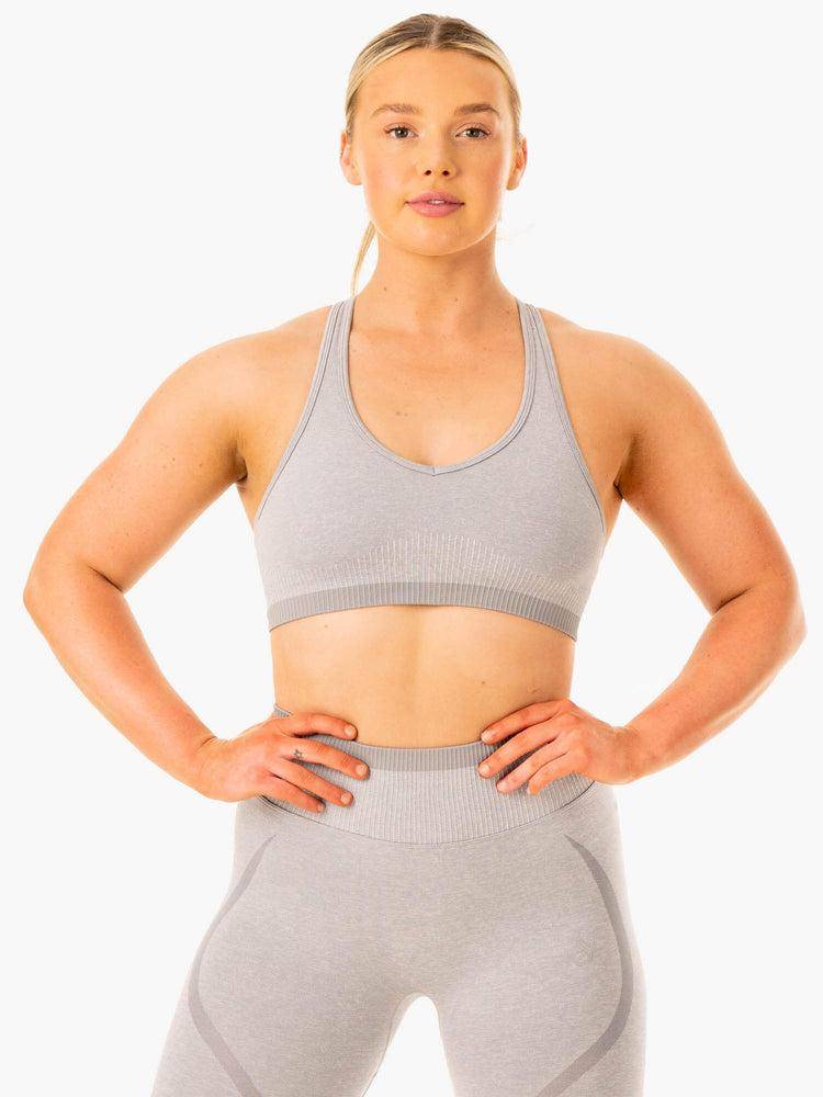 Women\'s Ryderwear Women Sports Bra Excel Seamless Sports Bra Grey Marl | NZ2243PQ