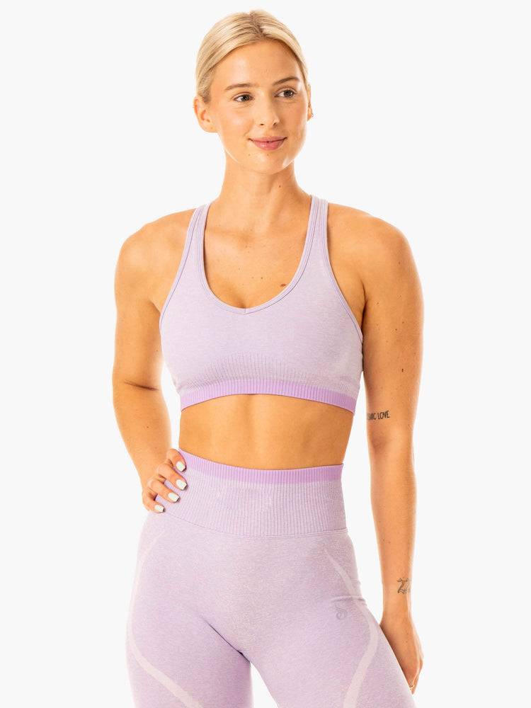 Women's Ryderwear Women Sports Bra Excel Seamless Sports Bra Lavender Marl | NZ2262EX