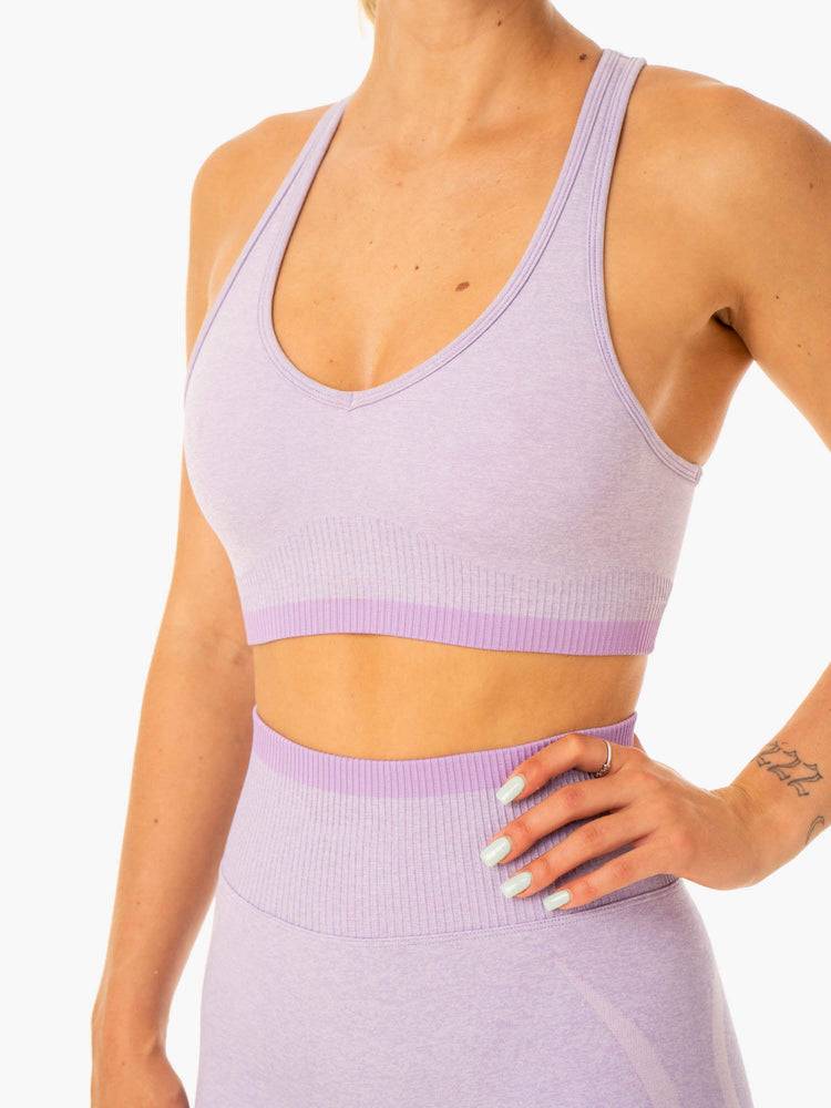 Women's Ryderwear Women Sports Bra Excel Seamless Sports Bra Lavender Marl | NZ2262EX