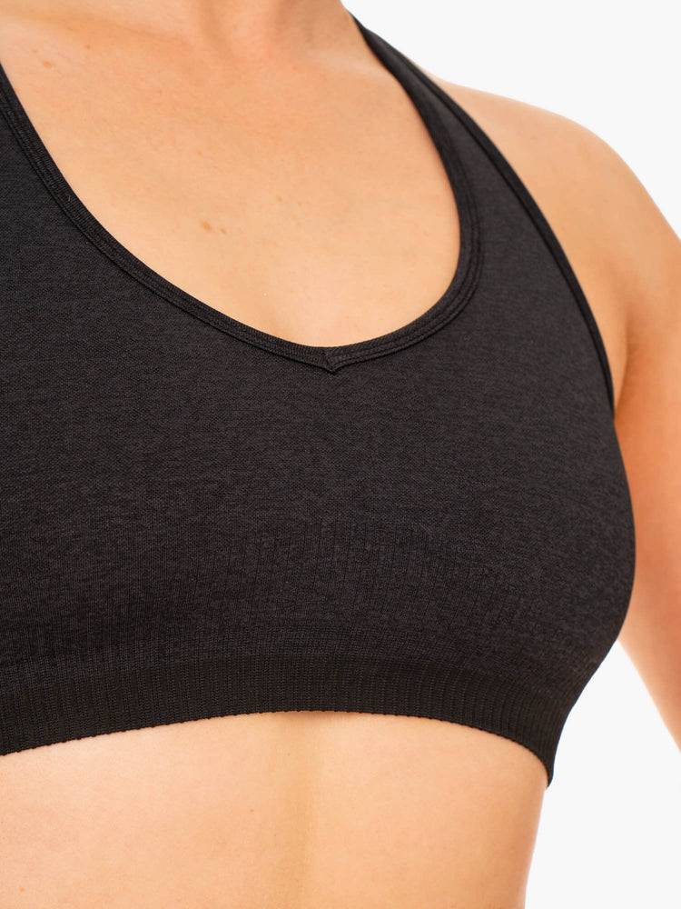 Women's Ryderwear Women Sports Bra Excel Seamless Sports Bra Black Marl | NZ2277KI