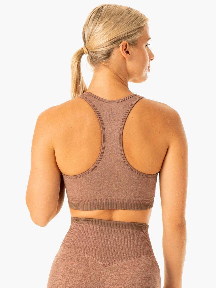 Women's Ryderwear Women Sports Bra Excel Seamless Sports Bra Mocha Marl | NZ2285MA