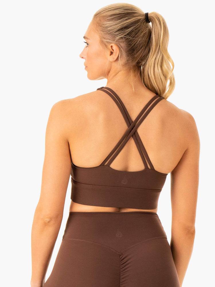 Women's Ryderwear Women Sports Bra Flow Square Neck Sports Bra Chocolate | NZ2219SO