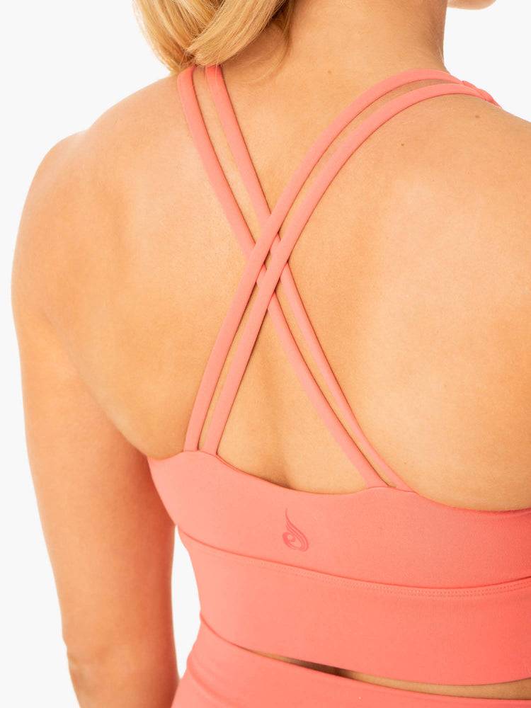 Women's Ryderwear Women Sports Bra Flow Square Neck Sports Bra Rose Pink | NZ2222GL