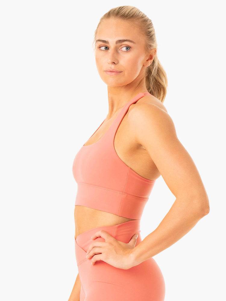 Women's Ryderwear Women Sports Bra Flow Square Neck Sports Bra Rose Pink | NZ2222GL