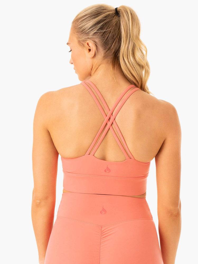 Women's Ryderwear Women Sports Bra Flow Square Neck Sports Bra Rose Pink | NZ2222GL