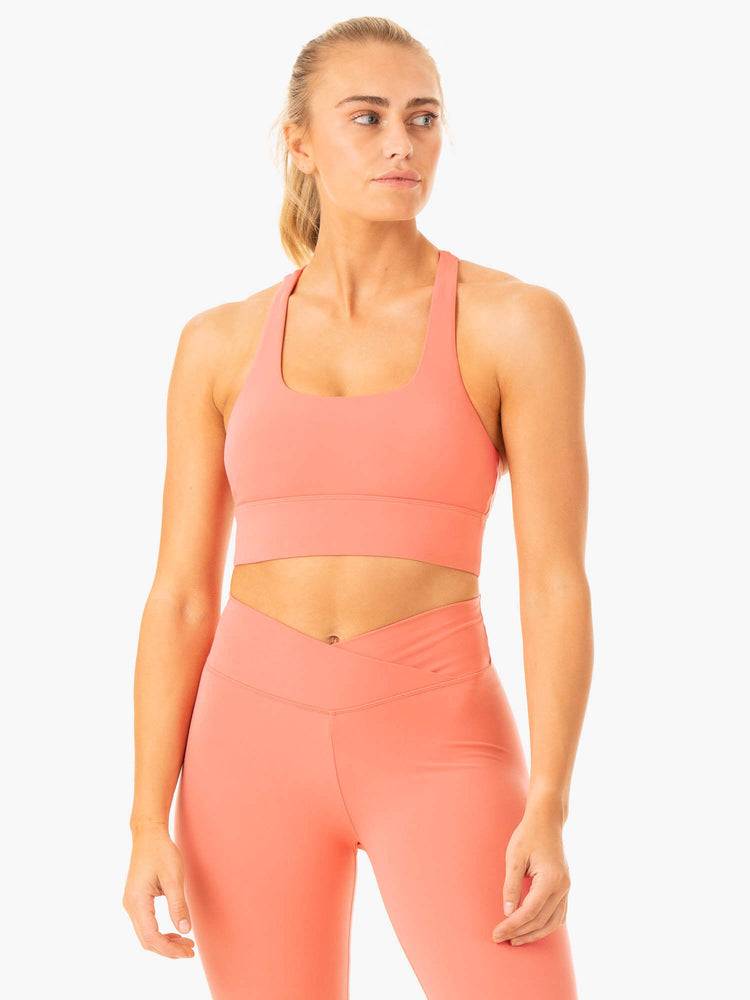 Women\'s Ryderwear Women Sports Bra Flow Square Neck Sports Bra Rose Pink | NZ2222GL