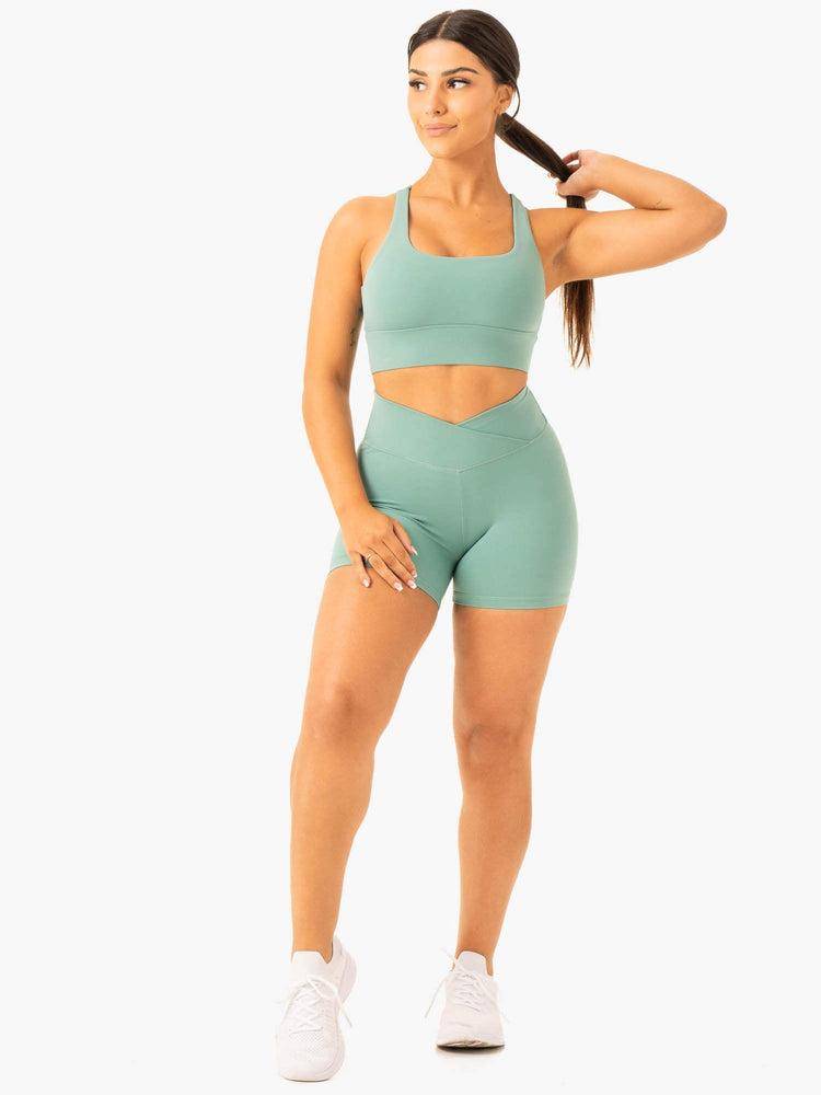 Women's Ryderwear Women Sports Bra Flow Square Neck Sports Bra Green | NZ2230VD