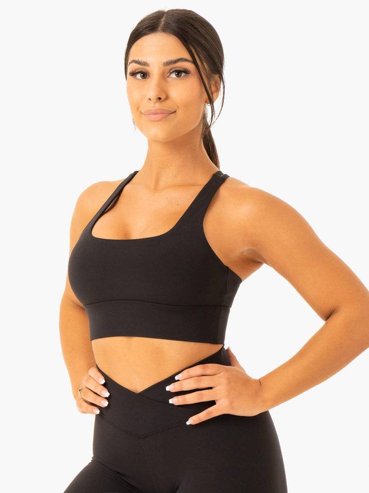 Women's Ryderwear Women Sports Bra Flow Square Neck Sports Bra Black | NZ2264TV