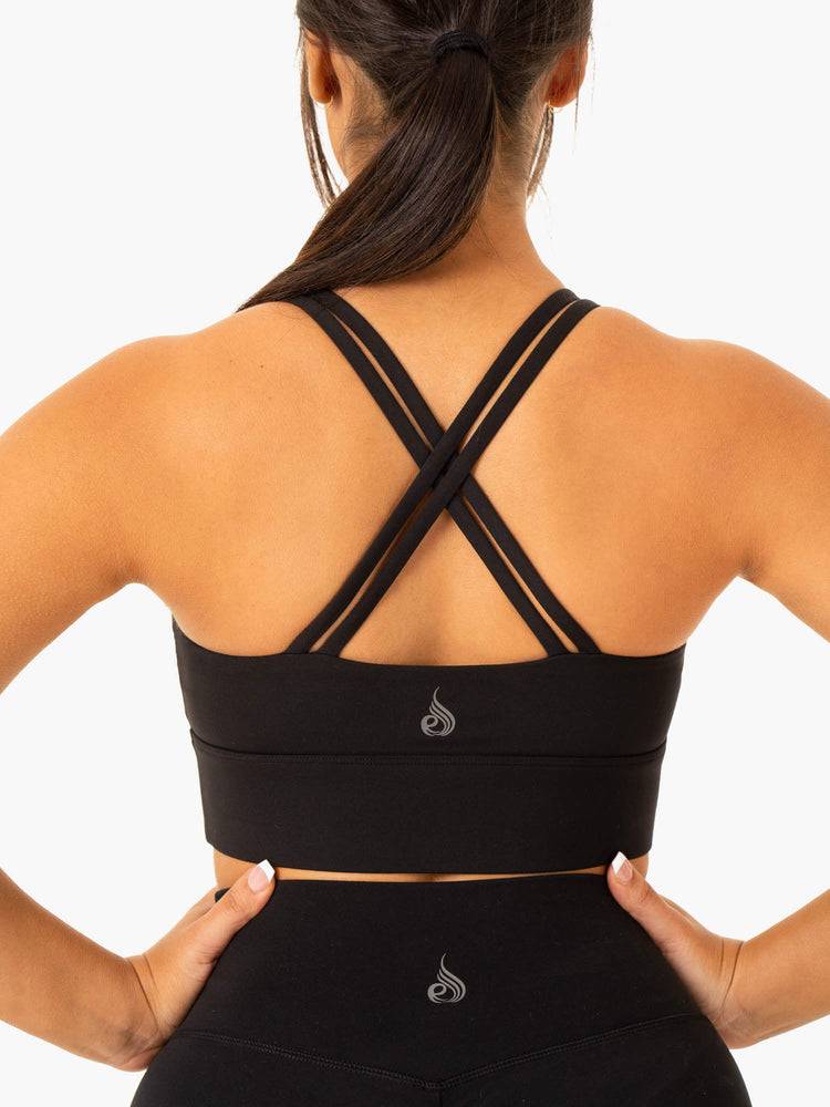 Women's Ryderwear Women Sports Bra Flow Square Neck Sports Bra Black | NZ2264TV