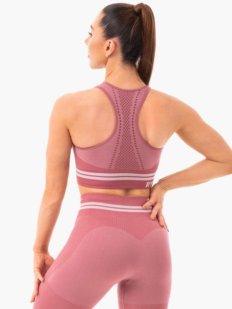 Women's Ryderwear Women Sports Bra Freestyle Seamless Longline Sports Bra Dusty Pink | NZ2503TV