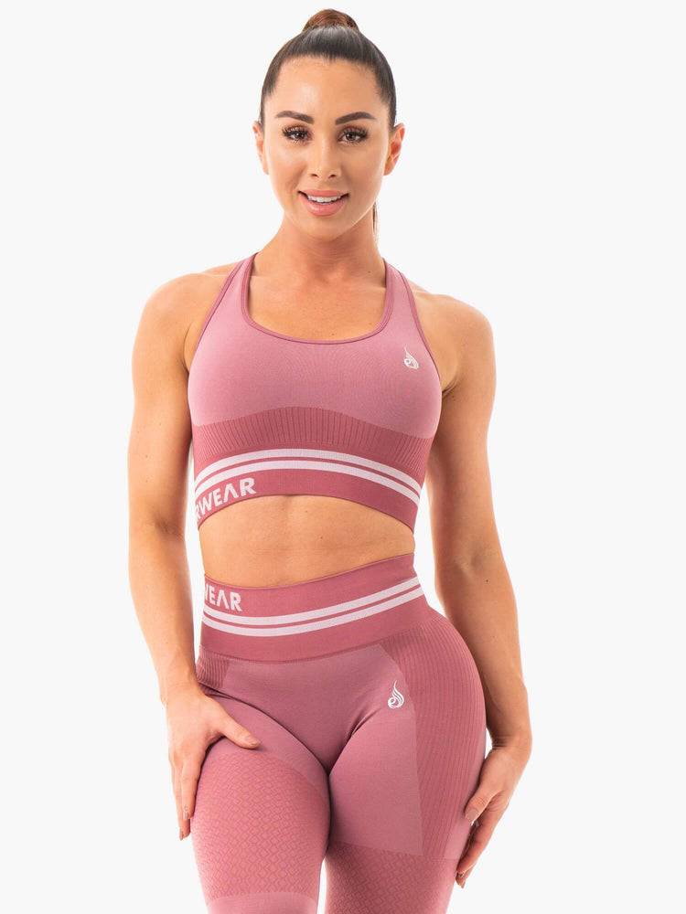 Women\'s Ryderwear Women Sports Bra Freestyle Seamless Longline Sports Bra Dusty Pink | NZ2503TV