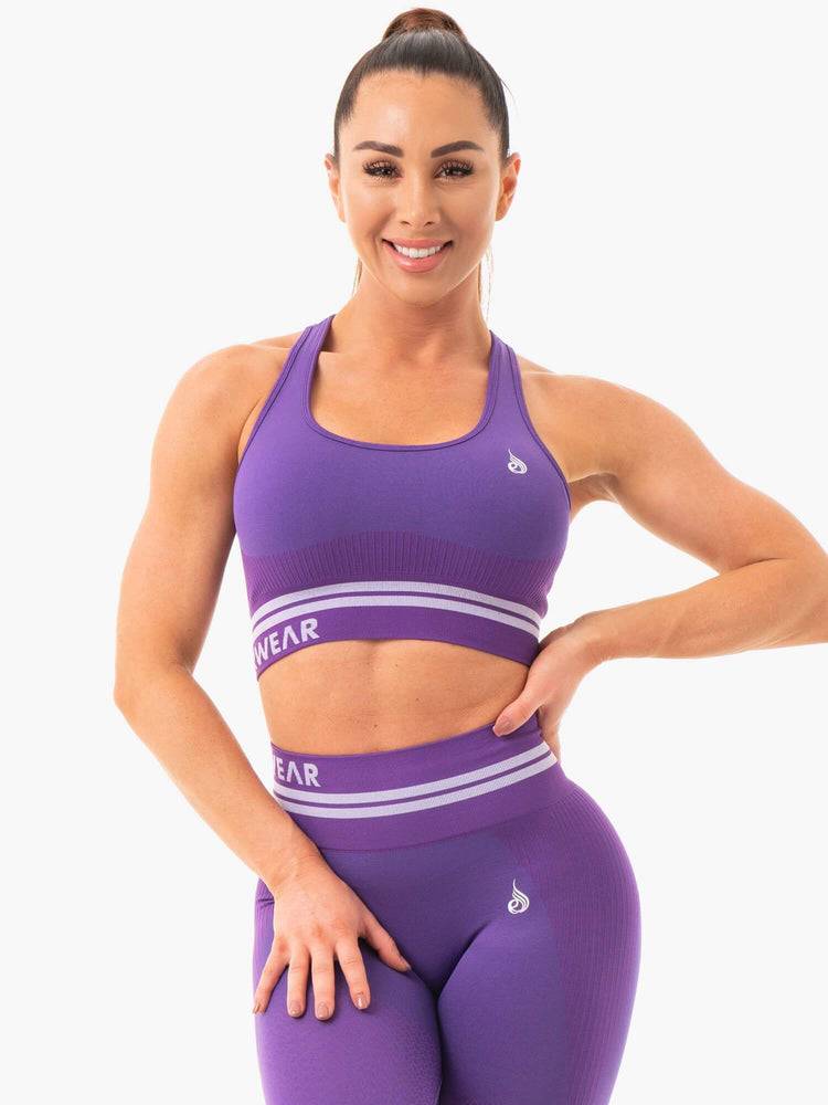 Women\'s Ryderwear Women Sports Bra Freestyle Seamless Longline Sports Bra Purple | NZ2516KI