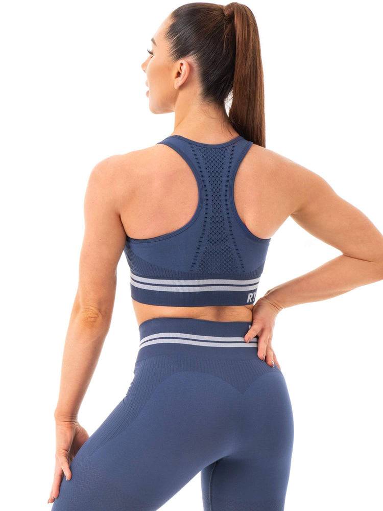 Women's Ryderwear Women Sports Bra Freestyle Seamless Longline Sports Bra Steel Blue | NZ2537VD