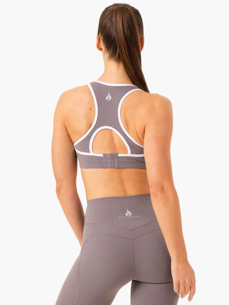 Women's Ryderwear Women Sports Bra Frequency High Impact Sports Bra Smoke Grey | NZ2253ZG