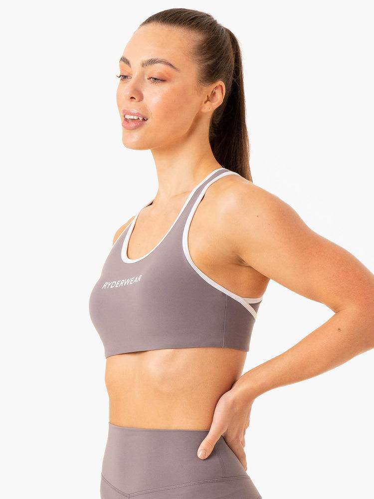 Women's Ryderwear Women Sports Bra Frequency High Impact Sports Bra Smoke Grey | NZ2253ZG