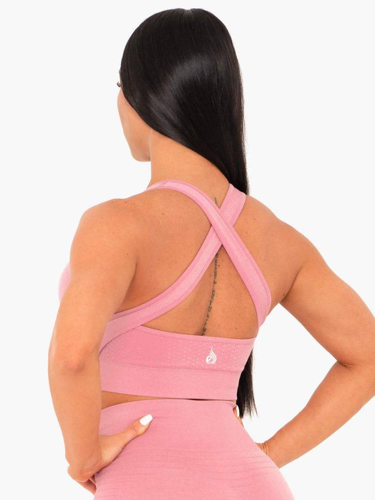 Women's Ryderwear Women Sports Bra Geo Seamless Sports Bra Pink | NZ2419AP